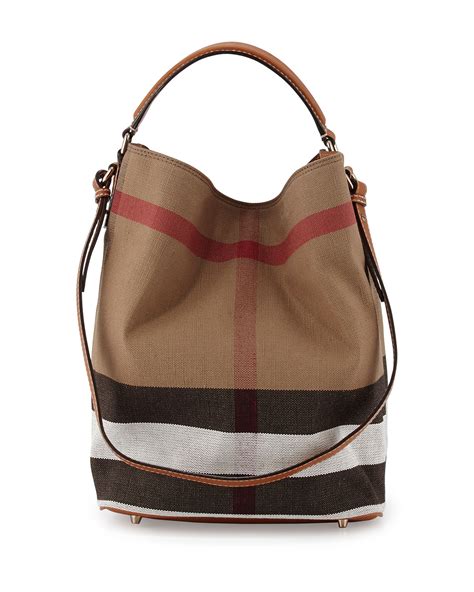 Burberry Ashby Medium Canvas Hobo Bag 